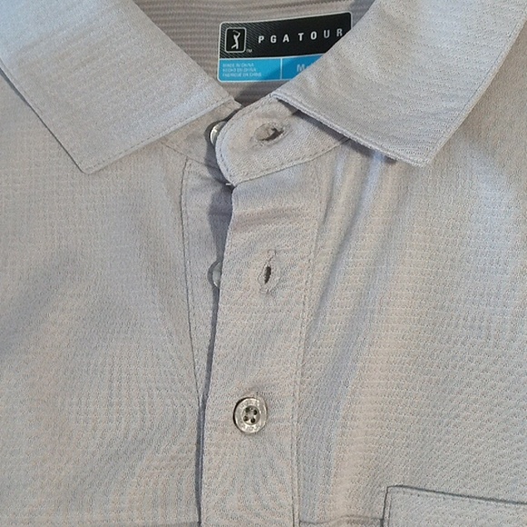 Men's PGA tour size medium Gray polo golf shirt with pocket gray patterned - Picture 8 of 8